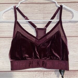 PINK SPORT Victoria’s Secret  Women’s Size Velour Sports Bra Burgundy